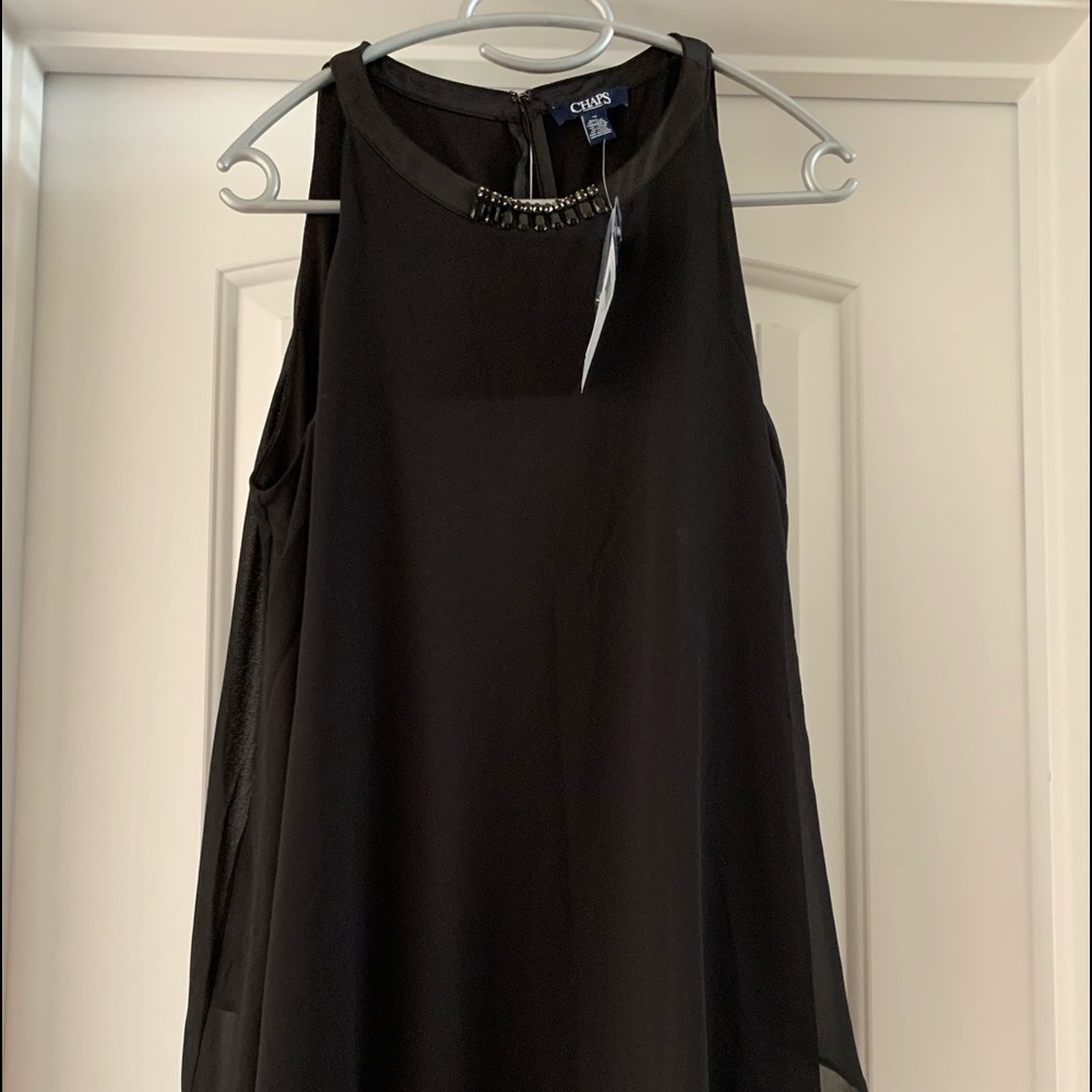 Size 14 Chaps Black Chiffon tiered Evening Dress.